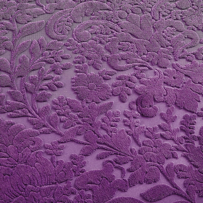 Sunshine Nicole Velvet Jacquard Comforter Set, Velvet Jacquard Face and Brushed Solid Microfiber Reverse, with Light Weight Soft Poly Fill, 3 Pieces Purple, King