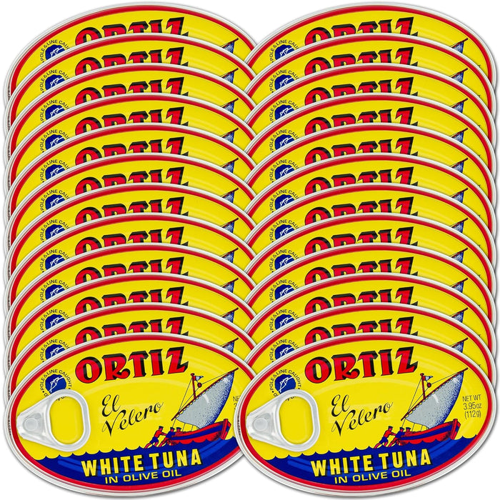 Ortiz White Tuna in Olive Oil, Fresh Tender Slices, Spanish Wild Caught Tuna, High in Protein and Omega 3 Fats, Excellent in Salad, Pasta or Sandwiches - No Need to Add Mayo, 3.95oz Can (Pack of 6)