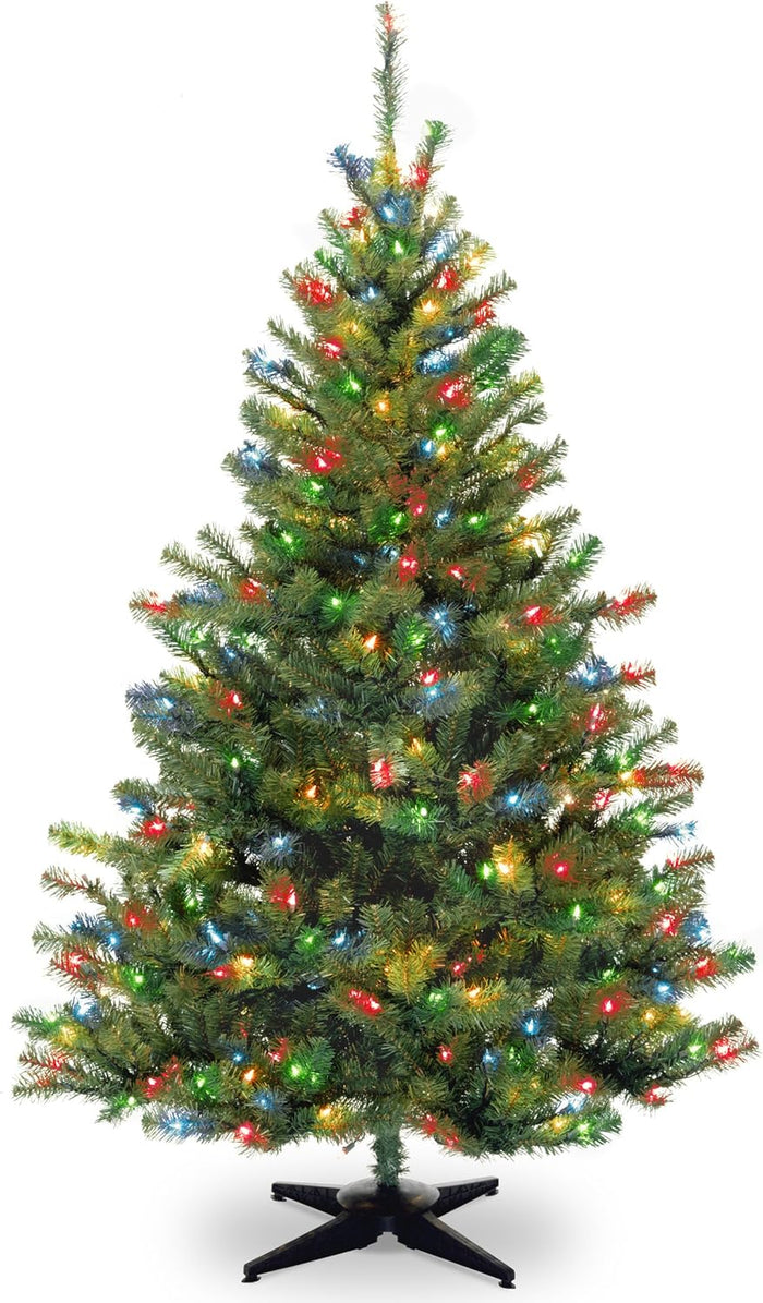 National Tree Company Pre-Lit Artificial Medium Christmas Tree, Green, Kincaid Spruce, Multicolor Lights, Includes Stand, 4 Feet