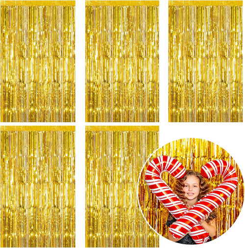 2 Pack Foil Curtain Backdrop Silver Metallic Tinsel Foil Fringe Curtains Photo Booth Props for Birthday Wedding Engagement Baby Shower Bachelorette Christmas Holiday Celebration Party Decorations