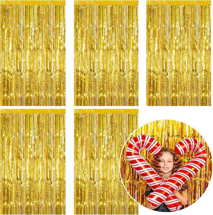 2 Pack Foil Curtain Backdrop Silver Metallic Tinsel Foil Fringe Curtains Photo Booth Props for Birthday Wedding Engagement Baby Shower Bachelorette Christmas Holiday Celebration Party Decorations
