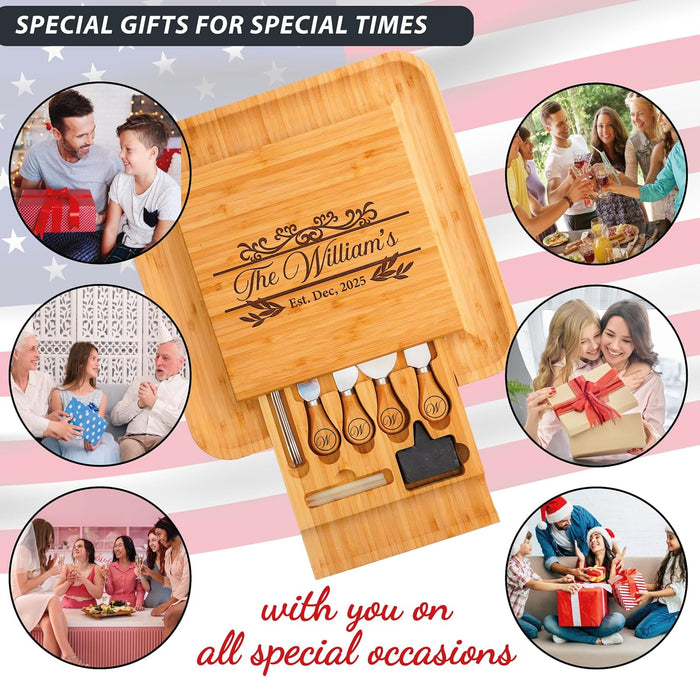 Personalized Charcuterie Board for Christmas, Custom Engraved Large Cheese Board, Perfect Housewarming Gifts for Couples - Women, Customized Wedding, Anniversary, Housewarming & New Home Gifts