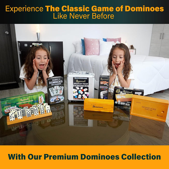 Dominos Game Double 9 - Dominos Set for Adults and Kids Ages 8 and up - Double Nine Dominoes Set, Classic Board Games - Domino Set for Family Game Nights - Double Nine Dominos Set 55 Tiles with Case