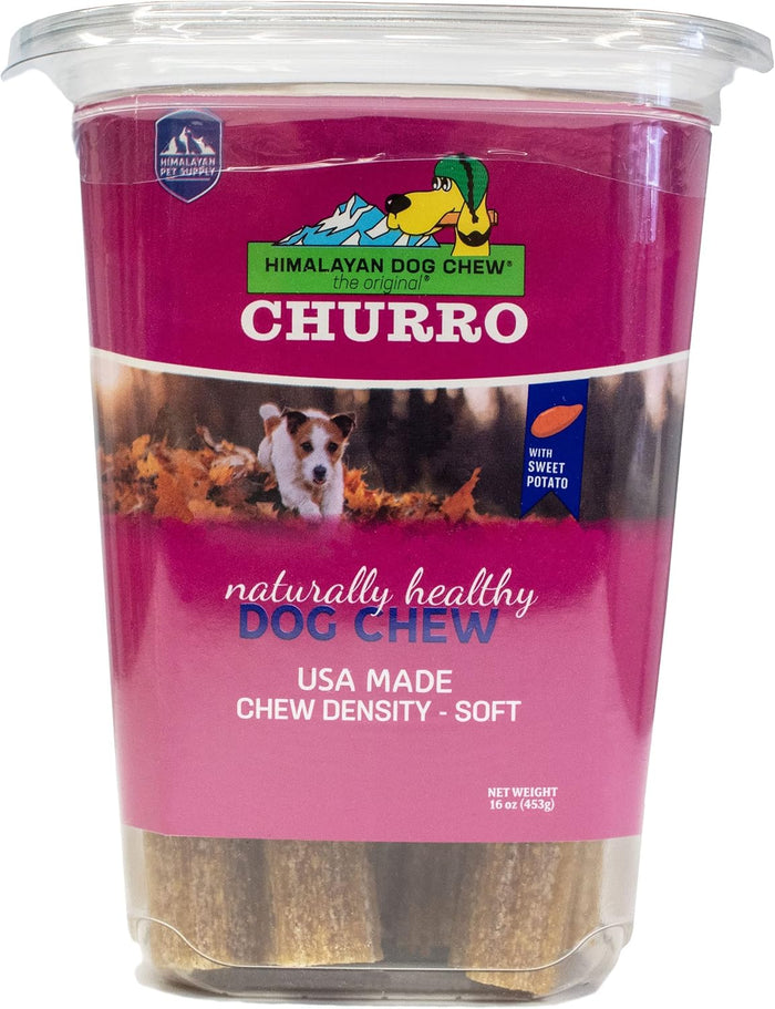 Himalayan Dog Chew Churro Yak Cheese Dog Chews, 100% Natural, Long Lasting, Gluten Free, Healthy & Safe Dog Treats, Lactose & Grain Free, Protein Rich, For All Breeds, Soft, Chicken Flavor, 4 Pack