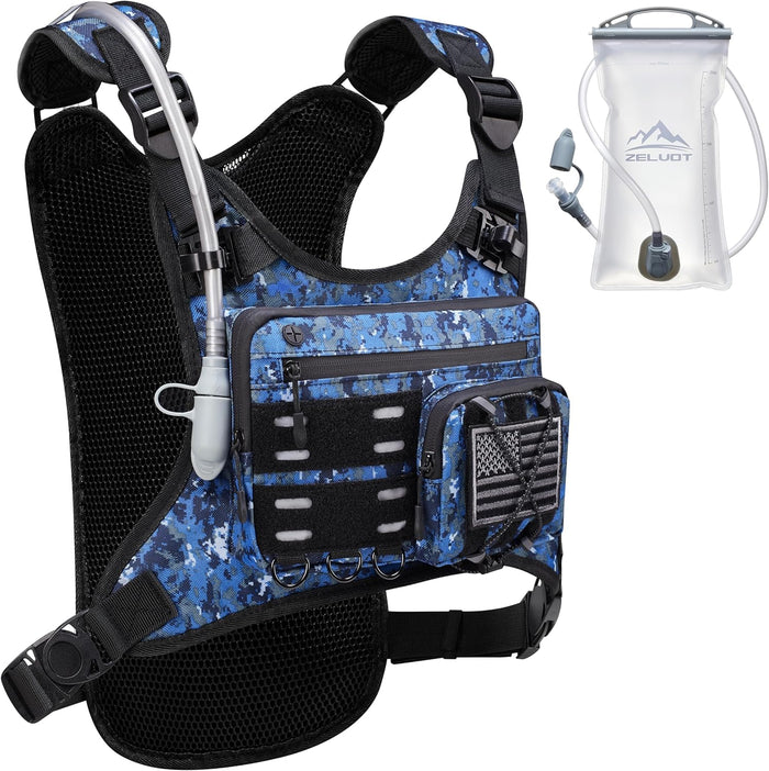Running Vest with 2L Water Bladder, USA Original Patent, Lightweight Adjustable Chest Pack with Gear Holder, Reflective Running Hydration Vest for Men Women for Marathon