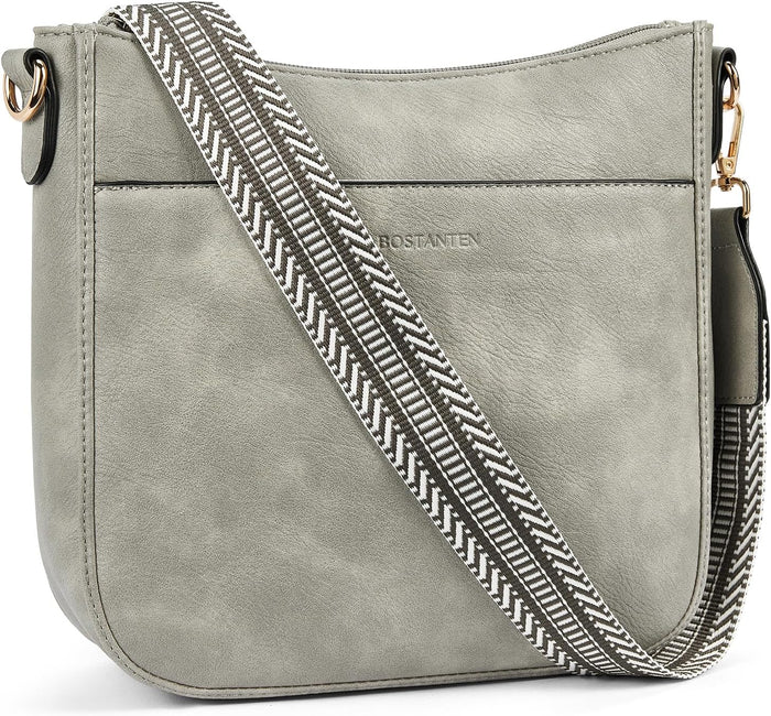 BOSTANTEN Crossbody Bags for Women Trendy Vegan Leather Hobo Purses Shoulder Handbags With Wide Shoulder Strap