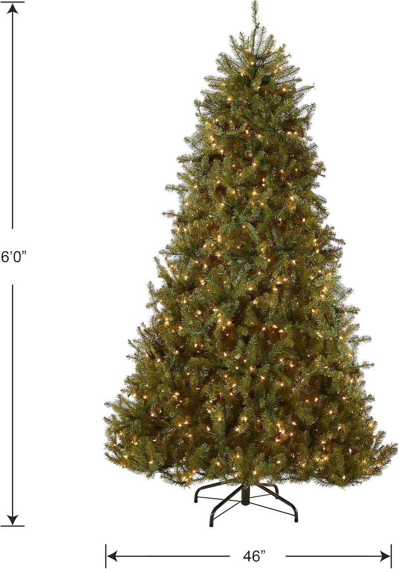 National Tree Company Pre-Lit Artificial Full Christmas Tree, Green, Dunhill Fir, White Lights, Includes Stand, 6 Feet
