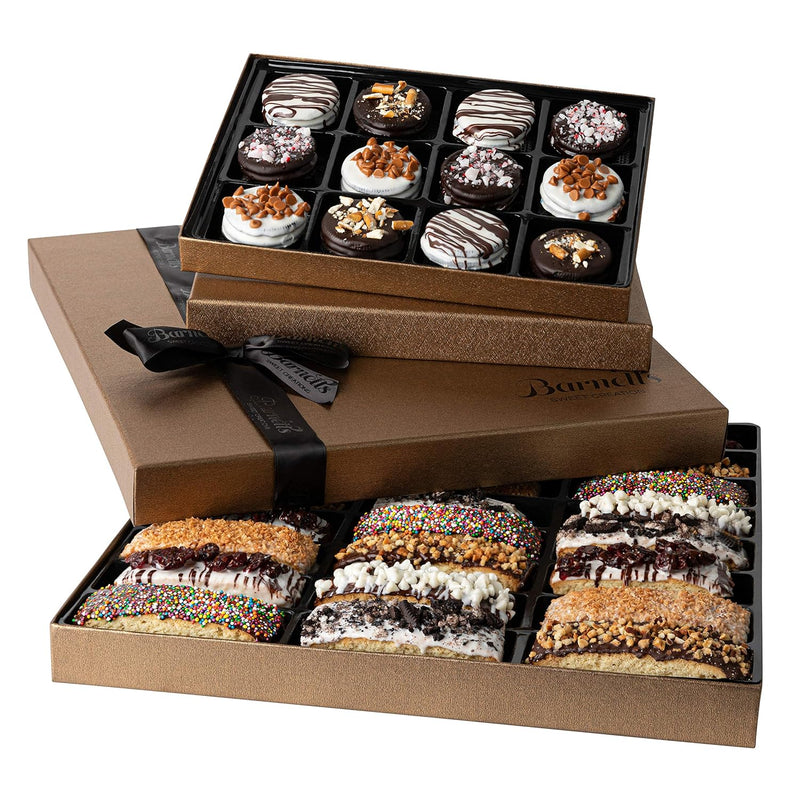 Barnetts Christmas Holiday Thanksgiving Cookies Gift Basket, 20 Gourmet Chocolate Covered Cookies Candy for Father, Son, Husband, Brother, Grandfather Food Delivery, Treats Baskets Gifts Ideas for Dad, Grandma, Friends, Co-workers