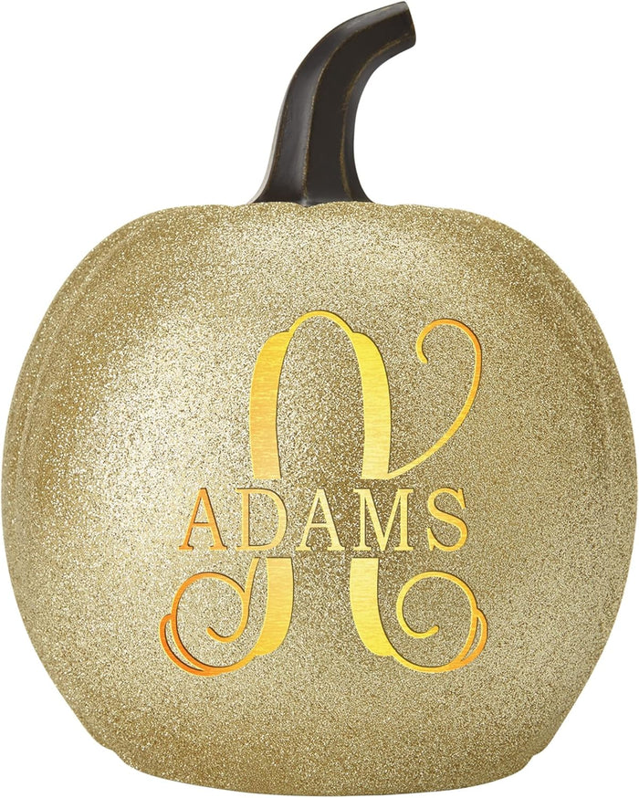 Let's Make Memories Personalized Light Up Pumpkin Decor Outdoor - Your Name & Initial on a Custom Pumpkin - Halloween Fall Decoration - Jack o Lantern - Outside or Inside - XL - Orange