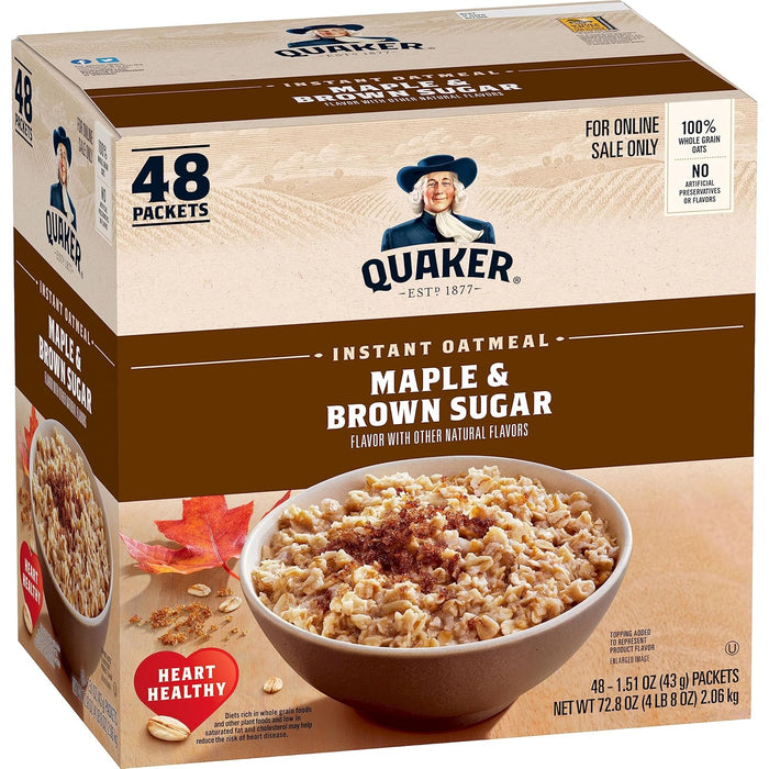 Quaker Instant Oatmeal, 4 Flavor Variety Pack, Individual Packets, 48 Count