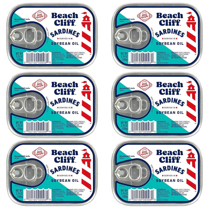 Beach Cliff Wild Caught Sardines in Soybean Oil with Hot Green Chilies, 3.75 oz Can - 17g Protein per Serving - Gluten Free, Keto Friendly - Great for Pasta & Seafood Recipes (Pack of 2)