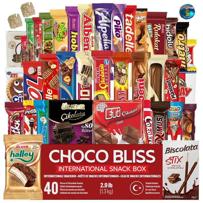 Eastanbul International Snack Box, 30 Chocolate Assortment Bars, Turkish Exotic Snacks, Assorted Candy Variety Pack of Foreign Snacks Exotic Candy Box of Assorted Chocolate