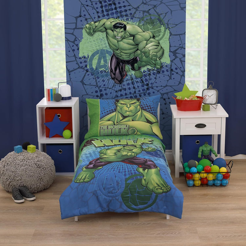 NoJo Marvel Spiderman Spidey and his Amazing Friends Spidey Time Red, Blue, and Grey 4 Piece Toddler Bed Set - Comforter, Fitted Bottom Sheet, Flat Top Sheet, and Reversible Pillowcase