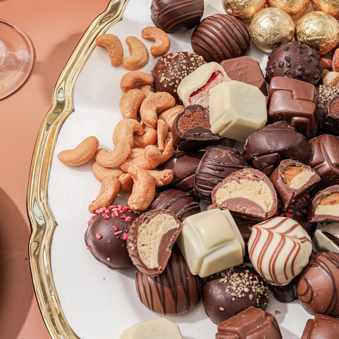 Christmas Chocolate Gift Basket- Holiday Nut and Candy Gift Box for Men, Women, Families, Corporate- Bonnie and Pop
