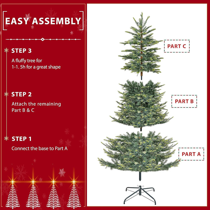 Yaheetech 6ft Pre-lit Aspen Fir Artificial Christmas Tree with 400 Incandescent Warm Lights Full Prelighted Xmas Tree w/828 Branch Tips & Foldable Stand for Home Holiday Decor, Green