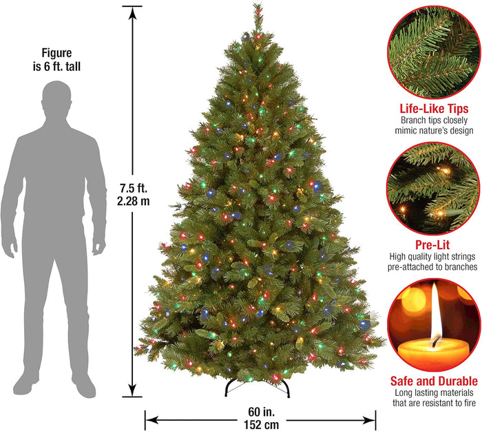 National Tree Company Pre-lit Artificial Christmas Tree - Includes Pre-strung Multi-Color Lights and Stand - Winchester Pine - 7.5 ft