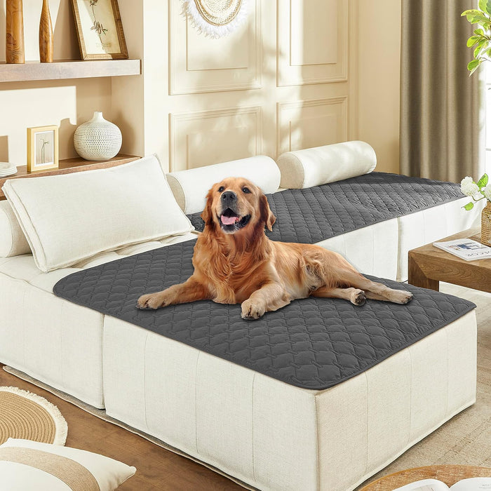gogobunny 3X Stronger Waterproof Pet Blanket, Scratch Proof Furniture Protector for Dogs Cats, Reversible Cover 30x70 Inch, Dark Grey/Light Grey
