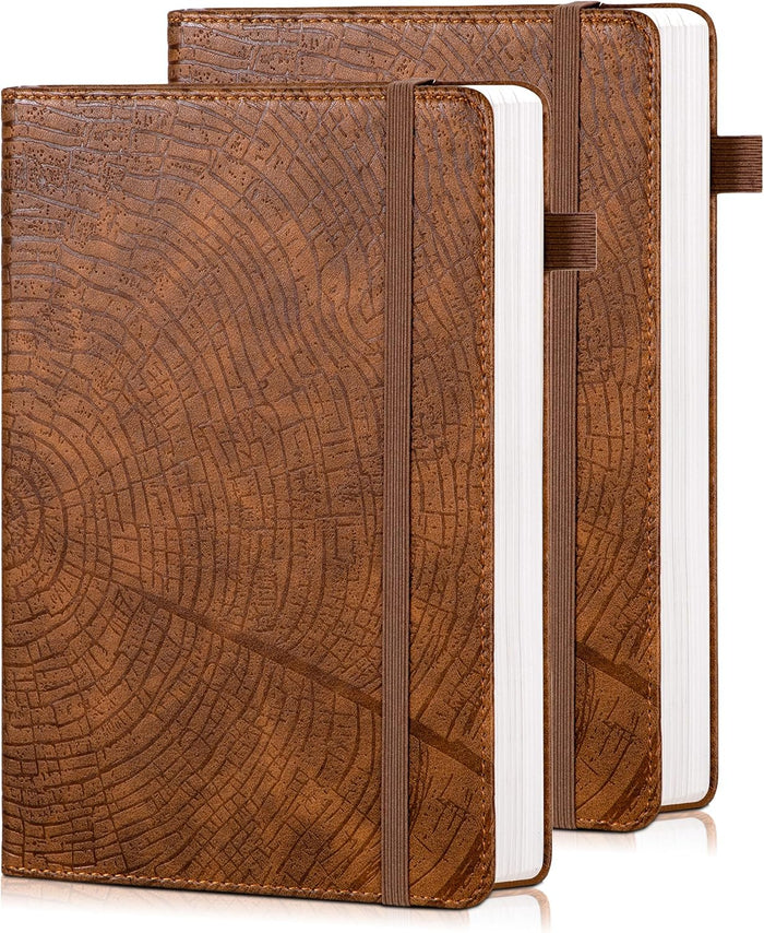 CAGIE Lined Journal for Men Women, Tree Growth Ring Leather Bound Journal Notebook, 256 Pages 100 GSM Journals for Writing, A5 Hardcover Journaling Notebooks for Work, Note Taking