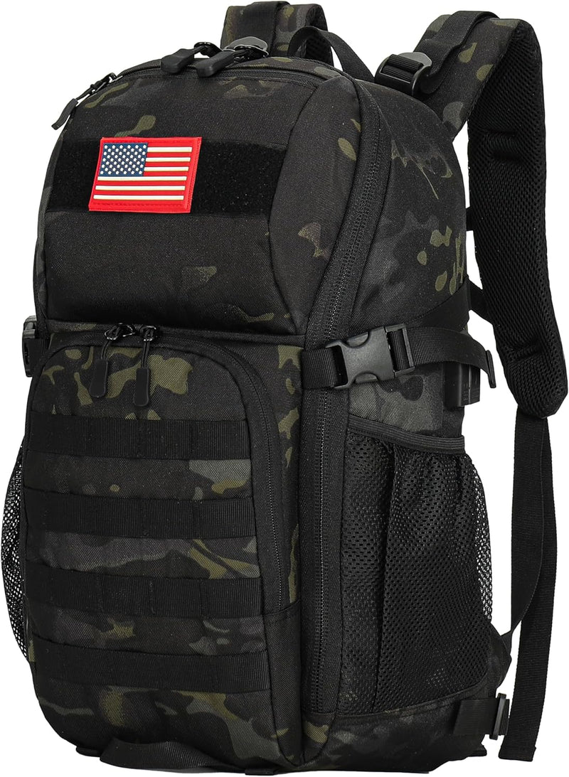 outdoor plus Camo Backpack,Military Boys Backpack for School with USB Port,30l Small Tactical Backpack for Outdoor Travel Camping Waterproof
