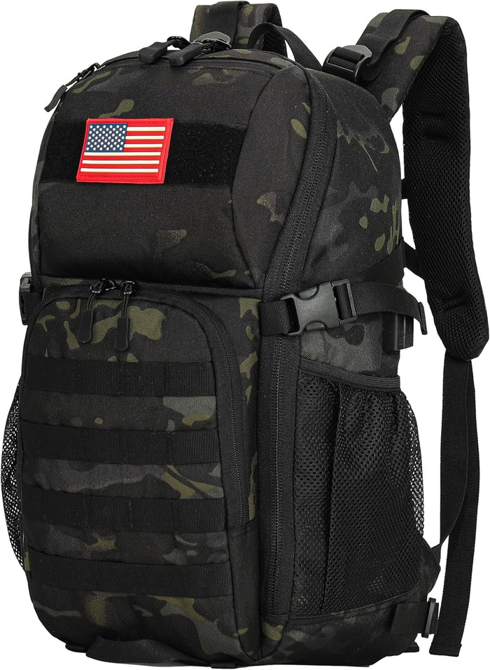 outdoor plus Camo Backpack,Military Boys Backpack for School with USB Port,30l Small Tactical Backpack for Outdoor Travel Camping Waterproof