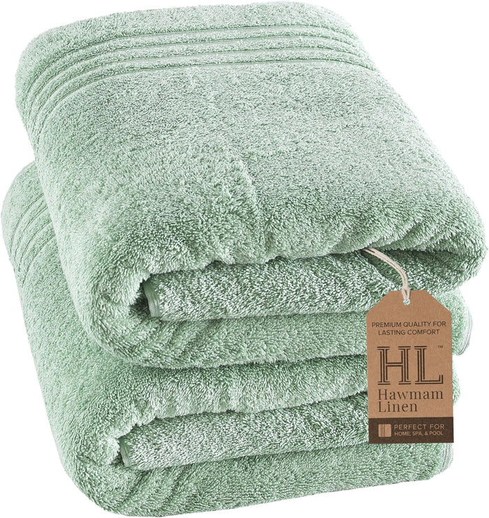 Hawmam Linen White Bath Towels 4 Pack 27 x 54 Inches 100% Turkish Cotton Soft Lightweight and Highly Absorbent Quick Drying Towels, Premium Quality Perfect for Daily Use