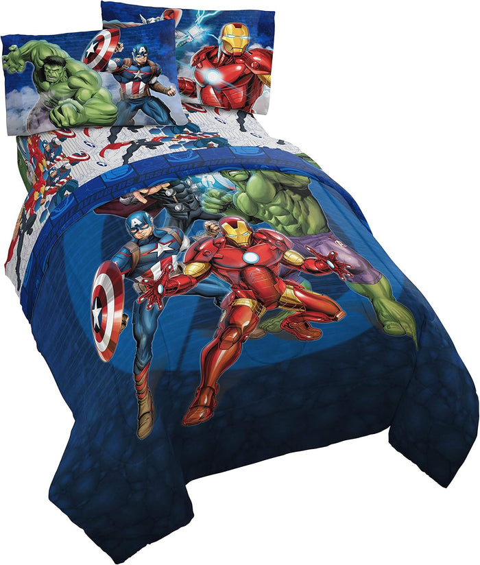 Jay Franco Marvel Spiderman Burst 4 Piece Twin Bed Set - Includes Reversible Comforter & Sheet Set - Bedding - Super Soft Fade Resistant Microfiber - (Official Marvel Product)