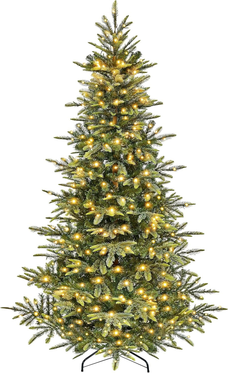 Yaheetech 6ft Pre-lit Aspen Fir Artificial Christmas Tree with 400 Incandescent Warm Lights Full Prelighted Xmas Tree w/828 Branch Tips & Foldable Stand for Home Holiday Decor, Green