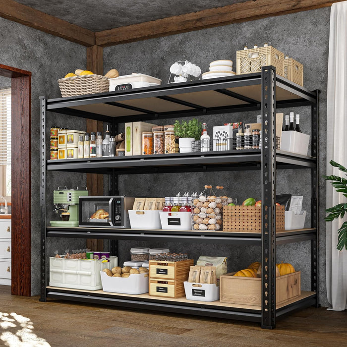 55" W Storage Shelves, 2550LBS Garage Shelving Heavy Duty, 5-Tier Heavy Duty Shelving, Adjustable Metal Shelving Unit for Garage, Warehouse, Pantry, Kitchen, 55" W × 24" D × 72" H, Black