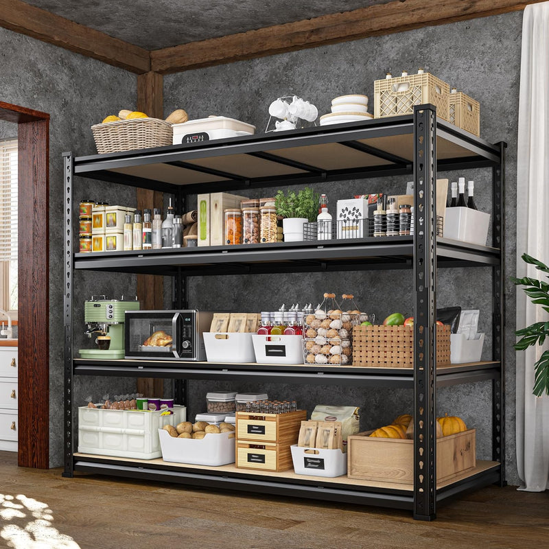 55" W Storage Shelves, 2550LBS Garage Shelving Heavy Duty, 5-Tier Heavy Duty Shelving, Adjustable Metal Shelving Unit for Garage, Warehouse, Pantry, Kitchen, 55" W × 24" D × 72" H, Black
