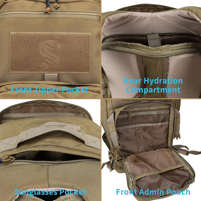 MGFLASHFORCE Molle Military Tactical Backpack for Men, 30L Daypack Army Rucksack Pack, Bug Out Bag, 15.6" Laptop Compartment (Coyote Brown)
