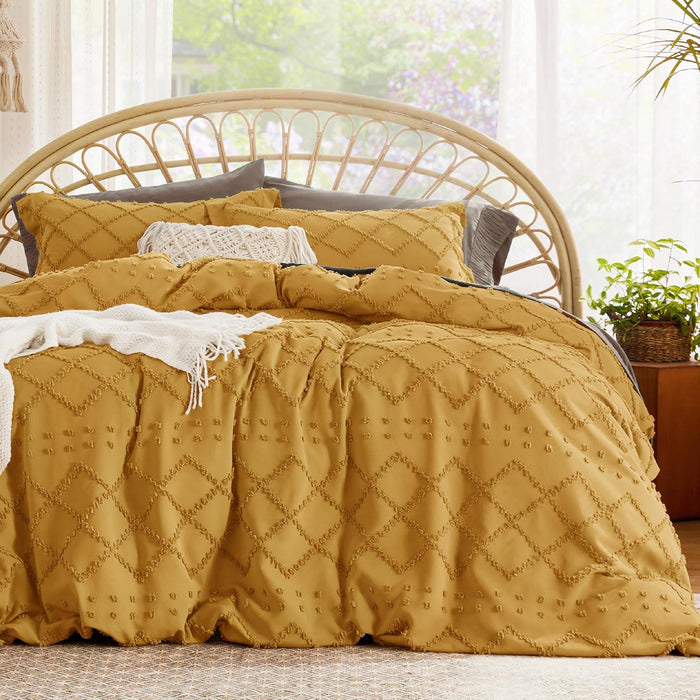 Bedsure Boho Duvet Cover Queen Size - White Breathable & Soft Boho Bedding, Machine Washable Comforter Cover for All Seasons, Includes 1 Duvet Cover 90"x90" with 2 Pillow Shams & Zipper Closure