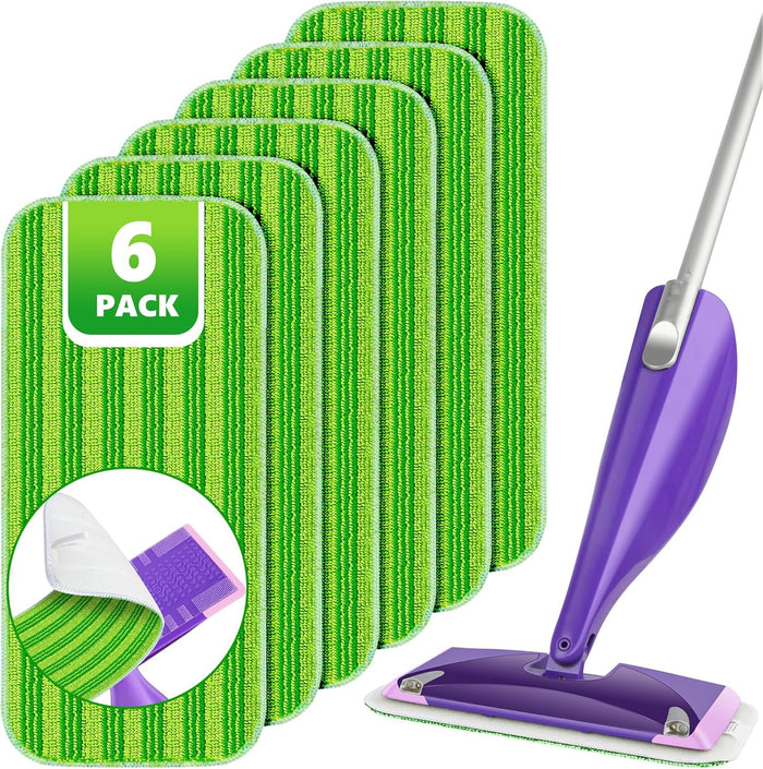 Reusable Mop Pads Compatible with Swiffer Wet Jet, Wet Jet Pads Refills for Swiffer Mop, 4 Pack Microfiber Replacement Pads for Hardwood Floor Cleaning, Dry Wet Mopping Cloths for 12" Wet Jet Refill