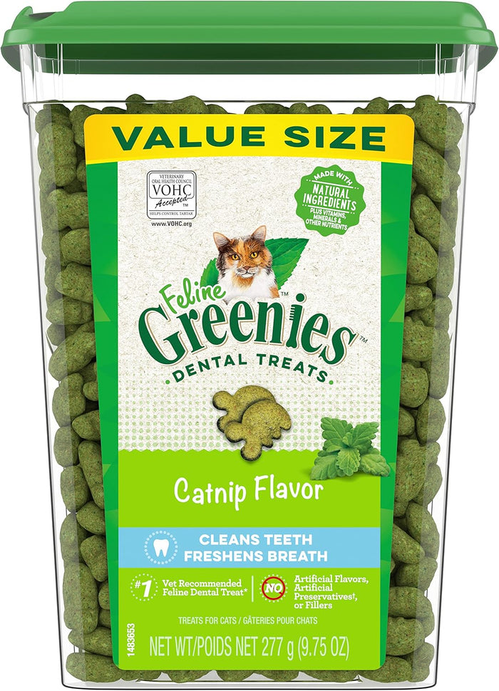 Greenies Feline Dental Cat Treats, Catnip Flavor, 21 oz. Tub