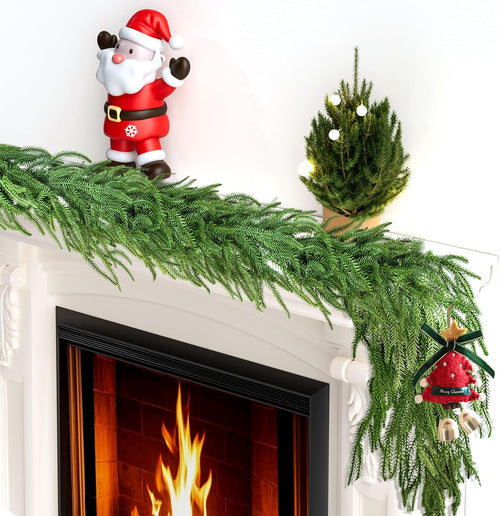 2 Pcs 6 Ft Artificial Norfolk Pine Garlands,Realistic Pine Garland,Artificial Greenery Garland for Christmas Table,Mantle, Wall, Indoor, Outdoor Decorations