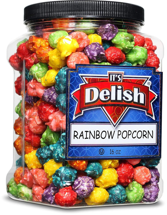 Gourmet Purple Grape Flavored Popcorn by It's Delish, 16 Oz Jumbo Container | Bulk Air Popped Pop Corn Snack - Fruity Purple Themed Candy Confetti – Gluten Free, Vegan, Kosher, 1 Count