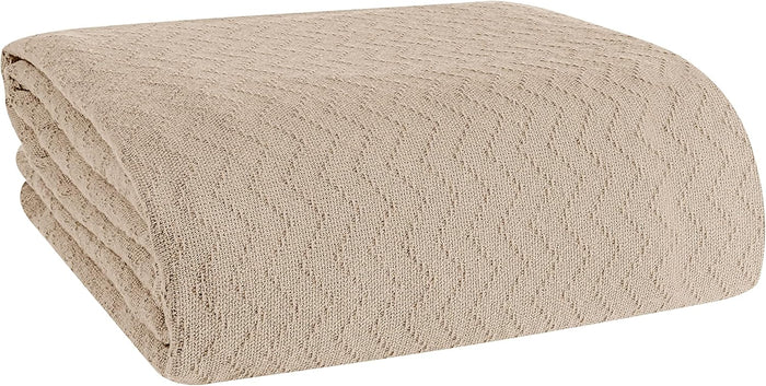 BELIZZI HOME 100% Cotton Bed Blanket, Breathable Thermal Blanket King Size, Soft Chevron 90''x102'', Perfect for Layering Any All Season, Charcoal Grey
