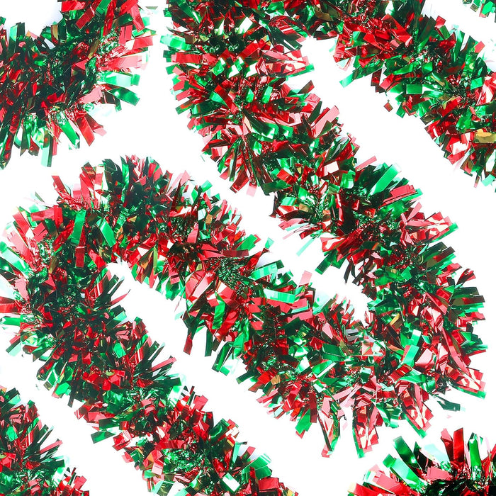 Sggvecsy 49.2Ft Christmas Green Red White Tinsel Garland Xmas Tree Decorations Christmas Metallic Twist Garland Ceiling Hanging Decorations for New Year Party Birthday Holiday Indoor Outdoor Supplies