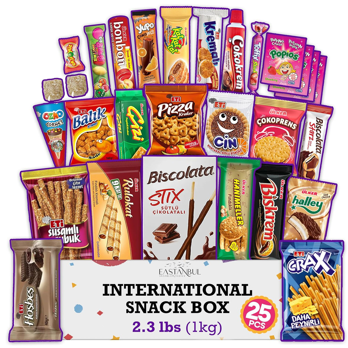 Eastanbul International Snack Box, Premium 15 Full-Size Foreign Snack Box, From Around The World International, Sweet, Savory, Chewy, Crunchy
