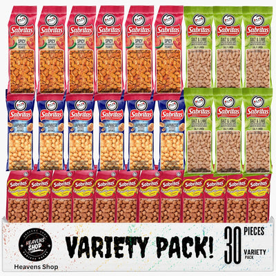 Sabrita's Variety Pack Peanuts, Individually Wrapped - Christmas Gift - Sampler Bulk Care Package Gift Box (30 Count)