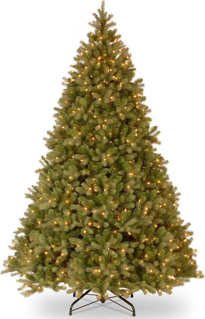 National Tree Company Pre-Lit 'Feel Real' Artificial Full Downswept Christmas Tree, Green, Douglas Fir, White Lights, Includes Stand, 6.5 feet