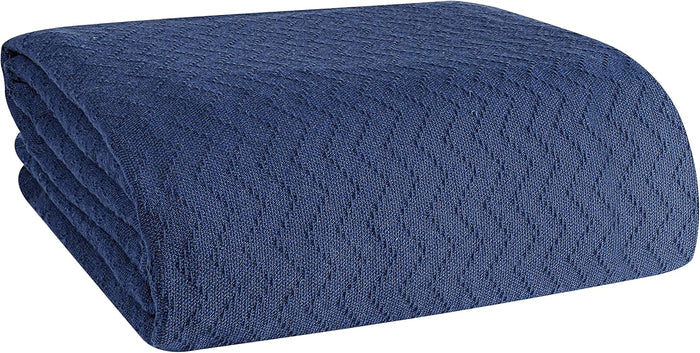 BELIZZI HOME 100% Cotton Bed Blanket, Breathable Thermal Blanket King Size, Soft Chevron 90''x102'', Perfect for Layering Any All Season, Charcoal Grey