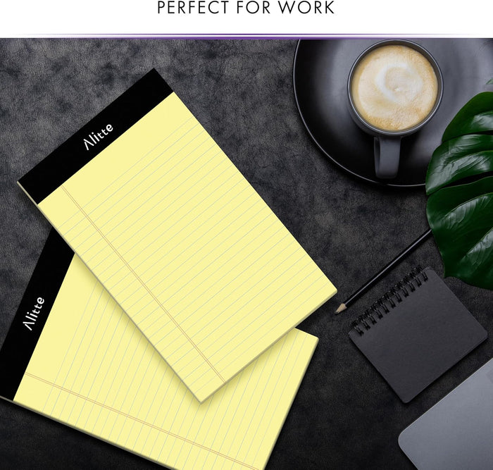 Yellow Legal Notepads 5x8, Pack of 12 - Perforated Narrow Ruled Writing Pad - Premium Thick Paper, No Ink Bleeding - Blank Legal Pads For Home, Office, School, Business - 50 Sheets Per Notebook