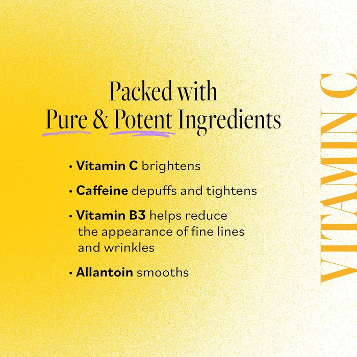 Derma E Vitamin C Bright Eyes Hydro Gel Under Eye Patches for Dark Circles (60 Ct, 30 Pairs) Allantoin, Caffeine & Vitamin B3, Collagen Eye Patches for Fine Lines, Wrinkles, Dark Circles & Puffy Eyes
