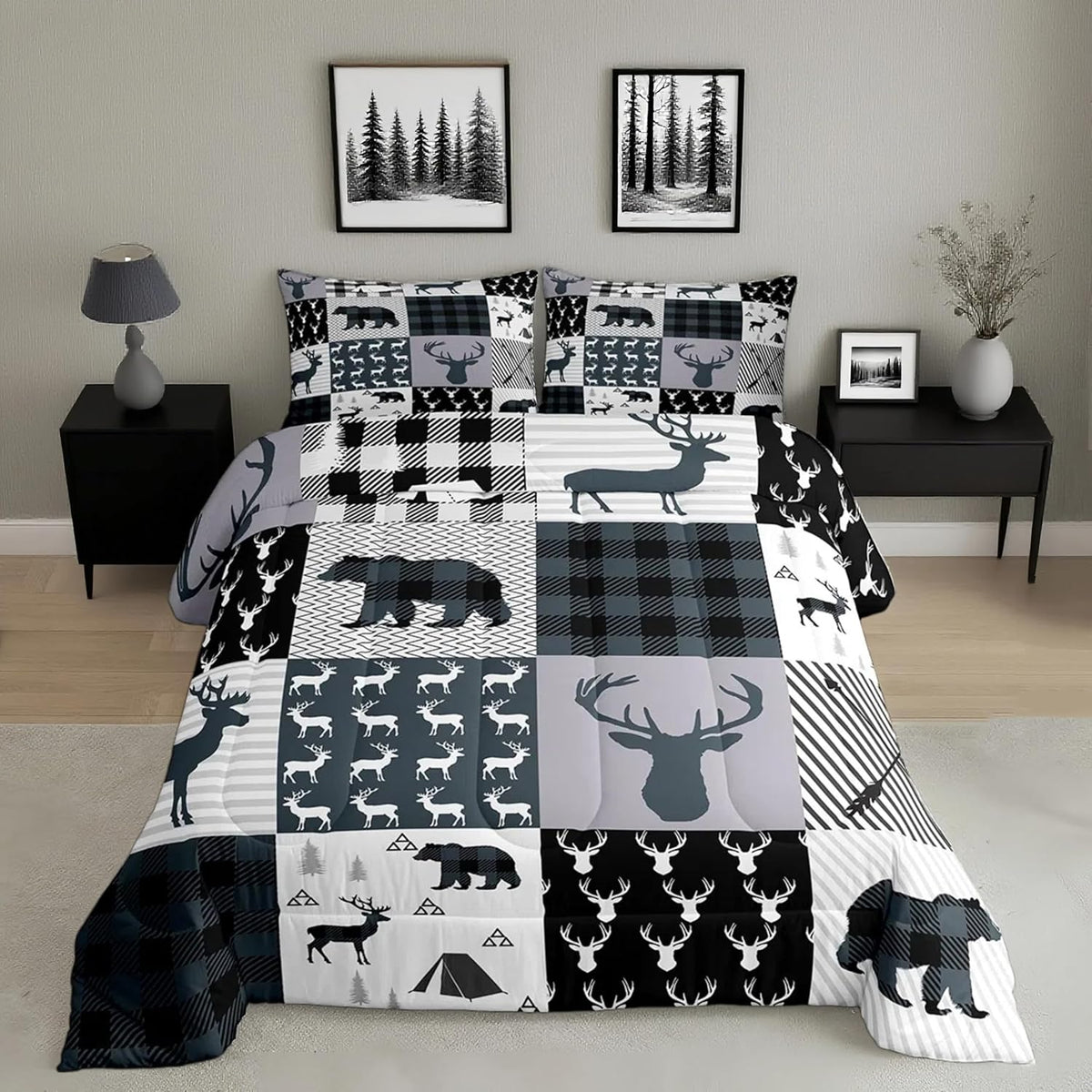 Feelyou Kids Dragon Comforter Set Queen Size, Green Dragon Bedding Set for Kids Boys Girls Boho Duvet Insert Room Decor 3Pcs