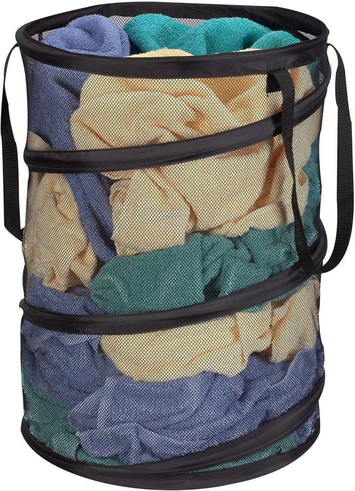 Household Essentials Pop-Up Mesh Laundry Hamper, Beige