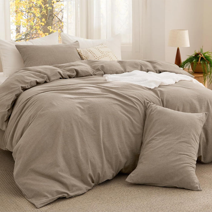 Bedsure Comforter Set Queen Size Grayish Olive Green - Cotton Fabric with Microfiber Inner Fill, Queen Comforter Set for All Seasons, 3 Pieces, 1 Comforter (90"x90") and 2 Pillow Cases (20"x26")