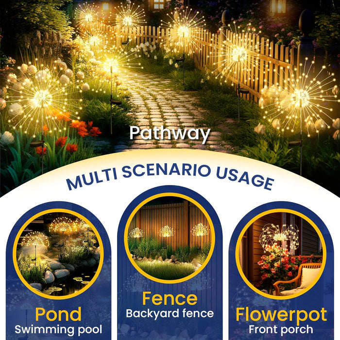 GIGALUMI Garden Outdoor Decor Lights 120LED 2Pack, Solar Garden Lights for Yard Outside Fairy Decorative,Solar Powered for Yard Pathway Flowerbed Planter Balcony Patio Decor（Warm White）
