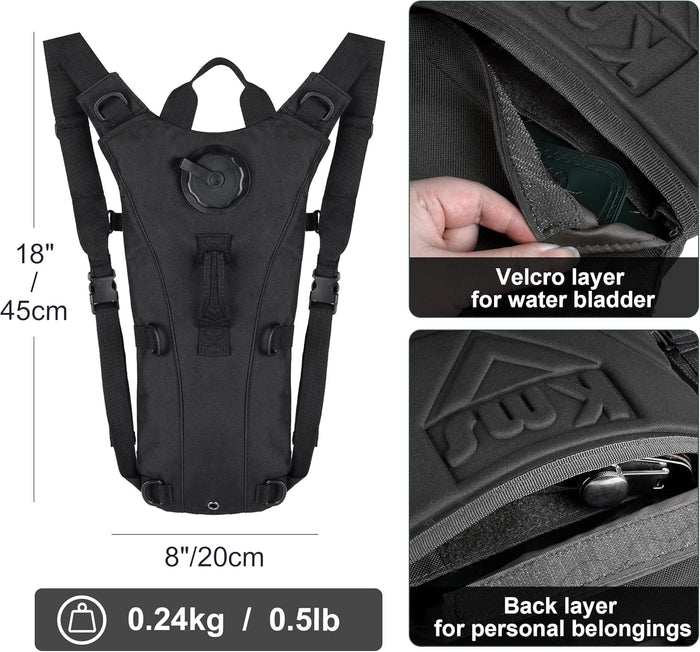 Tactical Rave Hydration Backpack with 3L Water Bladder for Men, Small Water Backpack for Hiking
