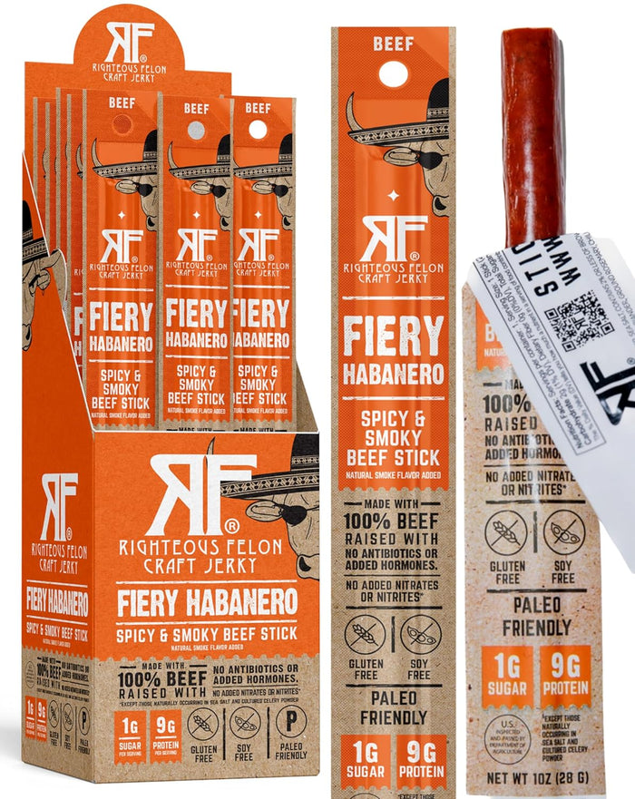 Righteous Felon Meat Sticks Variety Pack | Healthy Snack for Adults | Gluten Free & Keto Meat Sticks | Low Sugar & High Protein | Turkey, Pork, Beef Sticks | Jerky Gifts for Men | 24 Pack