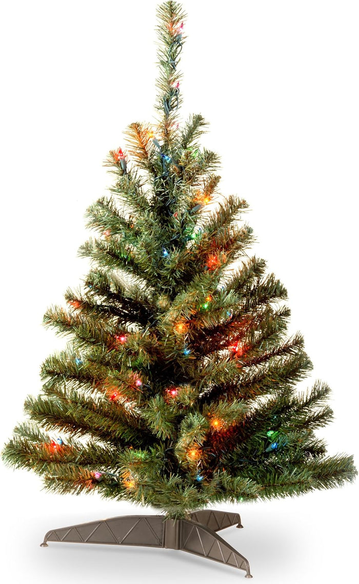 National Tree Company Pre-Lit Artificial Medium Christmas Tree, Green, Kincaid Spruce, Multicolor Lights, Includes Stand, 4 Feet